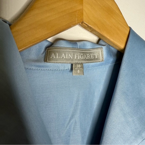 Alain Figaret Blue Long Sleeve Button Front Shirt Size 8 - Picture 4 of 5